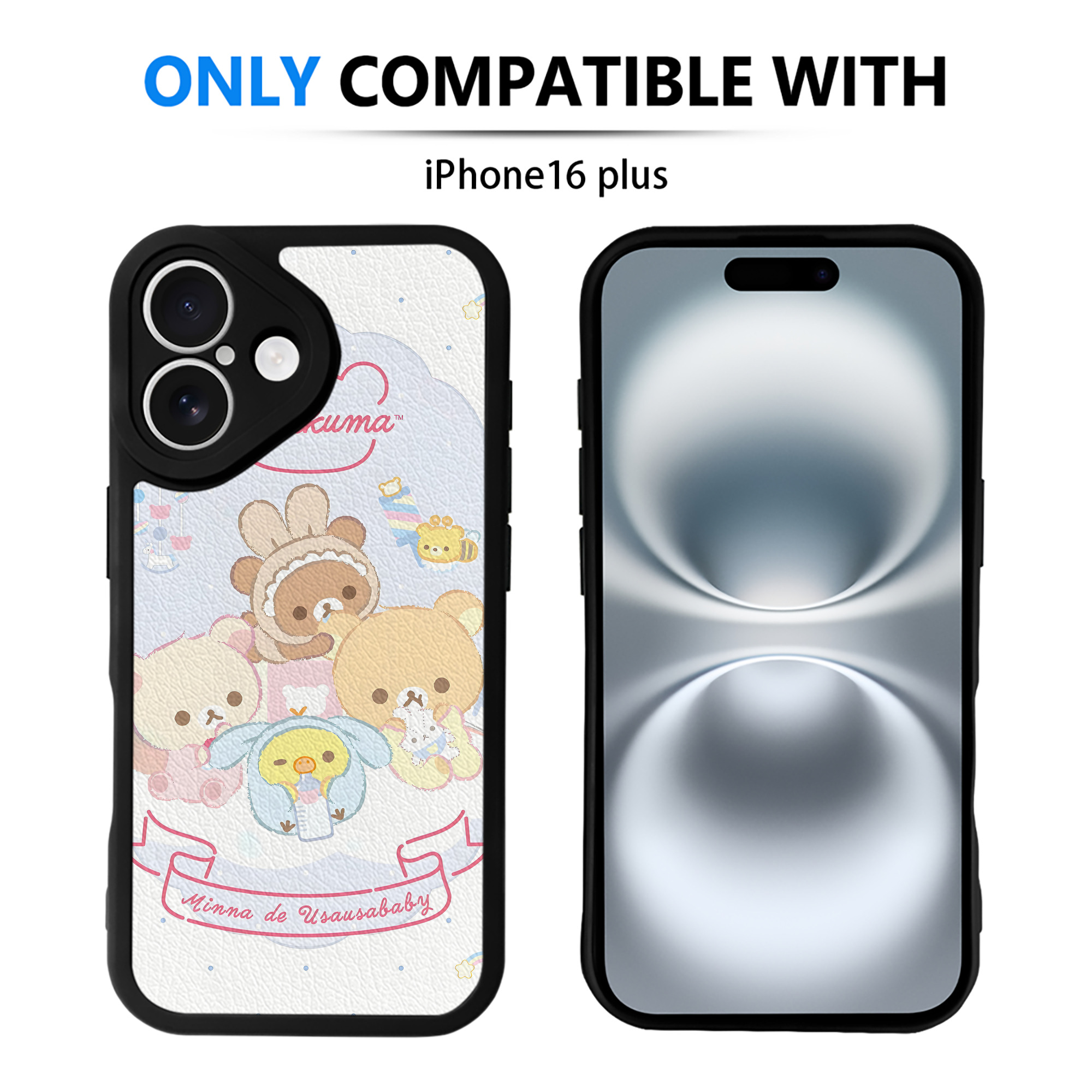 （画像用） リラックマ リラックマ キイロイトリ Rilakkuma Korilakkuma Kiiroitori 【iPhone 16シリーズ対応】シリコンスマホケース（レザー調） 材質：シリコン